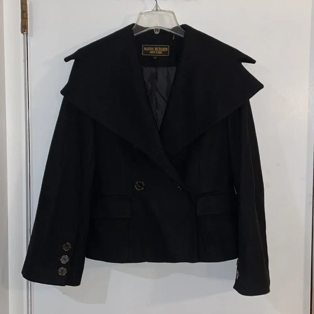 Marvin Richards Pea Coat Black Women’s Small worn a couple times great condition - Picture 2 of 8